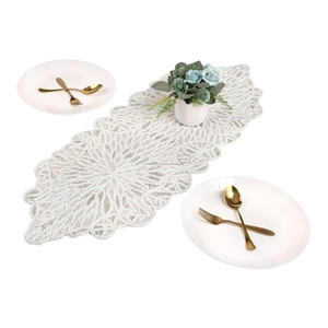 36" Glass Beaded <b>Dining</b> <b>Table</b> <b>Runner</b> High Quality Hand Beaded Work With Custom Floral Design Low Price <b>Runners</b> for Christmas - Product Image 3