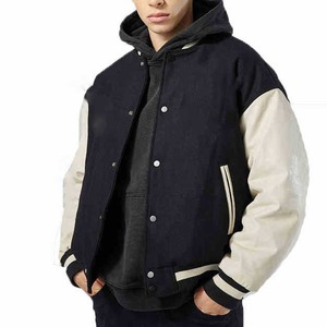 Hot selling new OEM custom <b>leather</b> sleeve letterman baseball embroidered varsity <b>jacket</b> for <b>men</b> at Wholesale Cheap price - Product Image 5