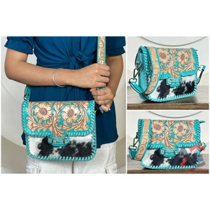 Wholesale Luxury Designer Floral Hand Tooled Leather Handbags for Women's Genuine Cowhide Leather Fashion Crossbody Shoulder <b>Bag</b> - Product Image 1