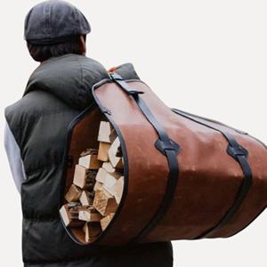 Bolsa de transporte de leña de cuero genuino personalizada, resistente, hecha a mano, estilo vintage, LWC-0069 - Product Image 1