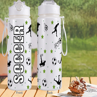 Bouteille d'eau réutilisable de 26 oz pour le sport, le vélo, les adultes, l'école, le football, en plastique, anti-fuite, sans BPA, avec logo