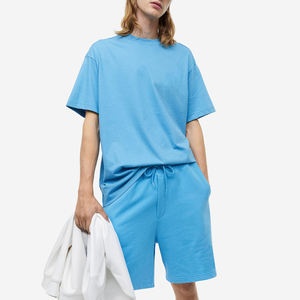 Shorts pour hommes de couleur bleu ciel uni, coupe élégante, avec cordon de serrage, tissu léger, coupe régulière, OEM ODM - Product Image 6