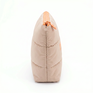 <b>Quilted</b> Polyester Flat-Mouthed Compact Fashion Cosmetic Clutch <b>Bag</b> Zipper Closure Reversible Design Washable Customizable Logo - Product Image 3