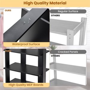 Scarpiera a 7 livelli a doppia fila salvaspazio in MDF, scaffale stretto con ripiani regolabili, anti-ribaltamento, per ingresso o armadio, nero - Product Image 5
