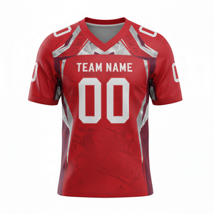 Maillot de football américain personnalisable par sublimation pour adultes, manches courtes, respirant, option grande taille, 100 % polyester, col en V - Product Image 6