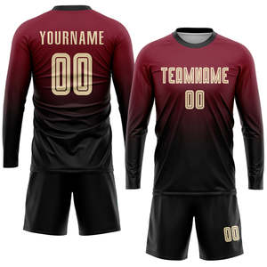 Custom Maroon Black <b>Soccer</b> Uniform Set Quick Dry Breathable Polyester Jersey Short Kit Sublimation OEM Football Uniform Supplier - Product Image 3