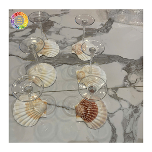 <b>Crystal</b> <b>Glass</b> Heart Shape Mug With Stem Transparent Glam Design For Party Decor, Elegant Natural Shell Wine <b>Glasses</b> for Wedding - Product Image 2