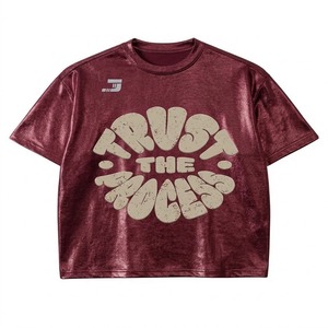 Jacquard Men's Eco-Friendly Polyester/Cotton Blend Oversized Casual T-<b>Shirt</b> with Front Custom Logo Quick Dry & Breathable Fabric - Product Image 1