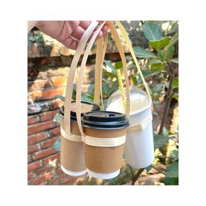 Porte-gobelets pliable en bambou traditionnel écologique pour la maison, le bureau, le café, le restaurant, le bar, à emporter - Product Image 1