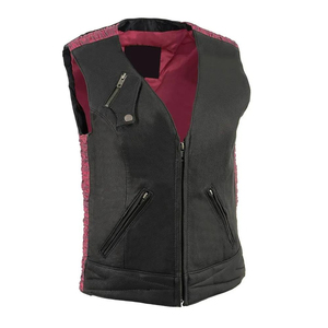 Gilet moto en cuir PU noir pour homme, col en V, fermeture éclair, couleur unie, coupe classique, vêtements d'extérieur pour l'automne - Product Image 3