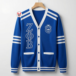 Cardigans en acrylique brodés pour femmes de la sororité Zeta Phi Beta |   Pull en laine brodé personnalisé pour femmes de la sororité ZPB - Product Image 1