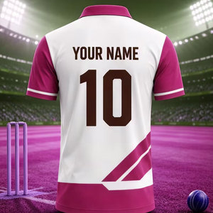 Nouvelle personnalisation, polo personnalisé blanc et vert à blocs de couleurs géométriques, prend en charge le maillot de cricket avec nom dans un style unique - Product Image 5