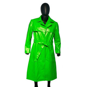 Abrigo Largo de Cuero Personalizado para Mujer, Chaqueta Premium de Primavera, Doble Botonadura, Estilo Ecológico y Sastre, Genuino, OEM - Product Image 2