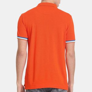 Men's <b>Orange</b> Long Sleeve Pique for Shirt Solid Color Casual 100% Cotton Canvas Breathable Knitted Design - Product Image 3