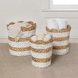 Water Hyacinth Basket Hot Sale Handmade Natural Eco Friendly Multi Use Storage Organizer Home Decor Wholesale Manufacturer - Product Image 4