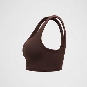 Custom Nylon Scooped Neck Contrast Panel Gym Yoga Adjustable Straps Removable <b>Padding</b> Sports <b>Running</b> Bra for Women - Product Image 4