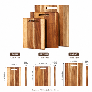 Planche à découper en bois d'acacia, planche à découper rectangulaire en bois avec poignée pour la cuisine - Product Image 3
