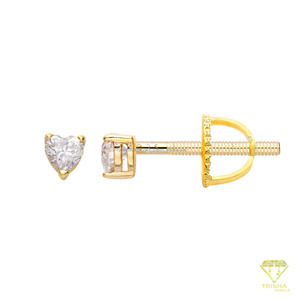 Sophisticated <b>Heart</b> Lab Grown Diamond Stud <b>Earrings</b> Gold Plated 925 Sterling <b>Silver</b> Designer Jewelry - Product Image 4