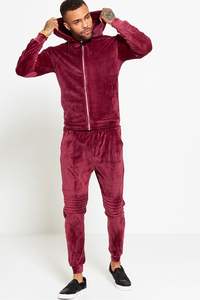 Survêtement de sport à rayures latérales, fermeture éclair, coupe ajustée, en velours, pour homme, marque privée - Product Image 6