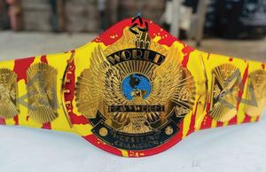 Ceinture de championnat de lutte personnalisée W-W-E H-U-L-K H-O-G-A-N Aigle ailé en laiton 2 mm Taille adulte - Plaques métalliques plaquées or - Product Image 2