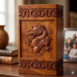 Handmade American Style Eco-Friendly Durable Wooden Dragon <b>Memorial</b> Urn <b>Box</b> for Cremation Ashes <b>Keepsake</b> 200/220 Cubic Inch - Product Image 3