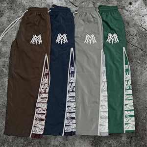 Pantalones de nailon ligeros en blanco personalizados de alta calidad para hombre, pantalones para correr, ropa de calle, pantalones de chándal de nailon Unisex de pierna recta - Product Image 5