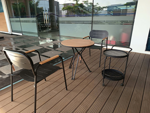 Ensemble bistrot moderne pour terrasse extérieure, balcon, 4 pièces : tables, chaises et chariot pour villa, jardin, ensemble café - Product Image 5