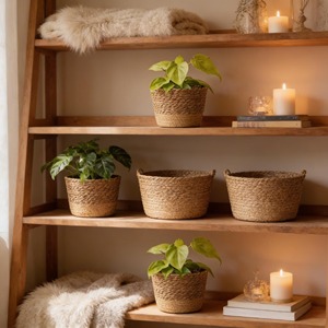 Ensemble de 3 jardinières en rotin tressé à la main pour plantes d'intérieur et d'extérieur, magnifiques jardinières pour balcon et terrasse, vente en gros depuis l'Inde - Product Image 6