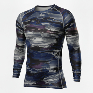 Camiseta Deportiva de Manga Larga para Hombre, con Estampado Abstracto Azul, de Secado Rápido, de Poliéster, para Entrenamiento, Fitness, Ciclismo - Product Image 4