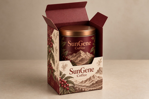 Boîte en carton personnalisée pour café andin, imprimée, avec fond auto-verrouillant - Product Image 1