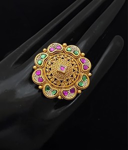 High Premium Quality Vintage <b>Gold</b> Plated Flower Cocktail <b>Ring</b> For Women Pave <b>Zirconia</b> Gemstone Statement Jewelry - Product Image 1