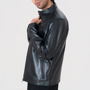Icon by Gilani <b>Men</b>’s Black Biker <b>Leather</b> <b>Jacket</b> - Moto <b>Leather</b> <b>Jacket</b> - Product Image 3