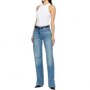 Jean en denim de coton vintage pour femme, taille haute, coupe droite ample, style décontracté, idéal printemps-automne - Product Image 5