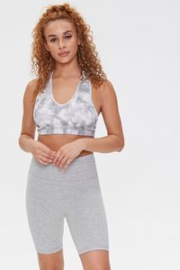 Ensemble de vêtements de sport pour femmes en tricot tie-dye, haut court et short au-dessus du genou, respirant, pour la gym et le yoga - Product Image 1