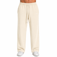 Pantalon de survêtement homme épais, coupe droite, ourlet ouvert, imprimé en relief, coupe ample et décontractée, avec logo personnalisé