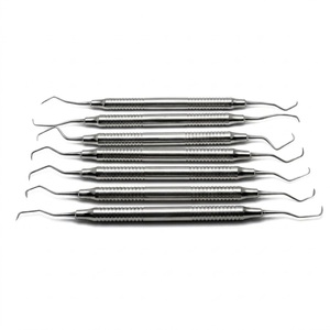 Ensemble de curettes Gracey 7 pièces en acier inoxydable, instruments chirurgicaux dentaires, poignée moletée, manuel, classe I - Product Image 3