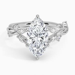 Anillo BOJ 021 con Corte Marquesa, Plata 925, Diseño Azalea Twist, Diamante de 2ct, Color D, VVS1, Moissanita, Certificado GRA, Anillos en Oferta a Bajo Precio - Product Image 1