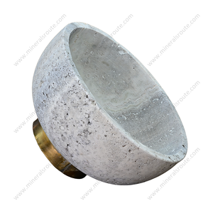 Refine Stone Supply - Cuenco de Piedra de Mármol Natural con Diseño OEM Personalizado, Mesa de Comedor de Piedra para Hotel, Cuencos de Mármol Travertino con Base Dorada - Product Image 6