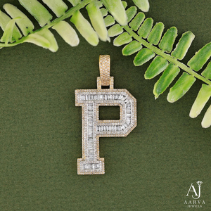 Colgante de Moissanita con Letra P, Chapado en Oro de 18K, Aleación de Cobre, Joyería con Inicial para Fiesta - Product Image 1
