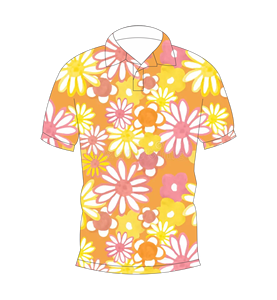 Mens <b>Orange</b> Retro Floral Print Short Sleeve <b>Polo</b> Shirt Casual Summer Fashion Top - Product Image 4
