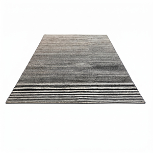 Tapis DECORDEC personnalisé en laine noire ivoire, écologique, antidérapant, tufté à la main, à poils épais, micro-rayé, pour salon moderne - Product Image 2