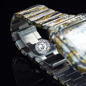 Montre de luxe carrée à quartz pour femmes et hommes, pavé complet de pierres précieuses multicolores, bracelet en acier inoxydable, cadran analogique, idéale pour un cadeau - Product Image 2