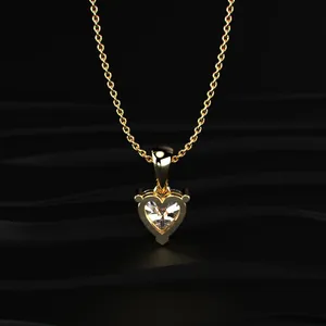 Pendentif solitaire en forme de cœur au design élégant, certifié IGI, couleur D-E, clarté VVS-VS, diamant CVD cultivé en laboratoire, or jaune. - Product Image 5