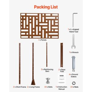 47\" X 76\" Outdoor Privacy <b>Screen</b> 3-<b>Panel</b> Freestanding Divider Stand Decorative Garden Metal <b>Screen</b> & Room Divider - Product Image 6