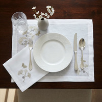 Ensemble de napperons et serviettes de table Quang Thanh personnalisés, de luxe, avec broderie géométrique Ginkgo et papillon, 100% lin, réutilisables, lavables en machine