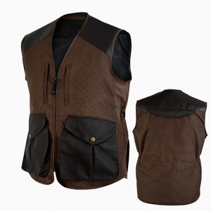 Veste de chasse marron sans manches avec doublure polaire, logo personnalisé, veste camouflage coupe-vent chaude pour activités de plein air, vêtements de chasse zippés - Product Image 1