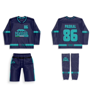 Conjunto de uniforme de hockey sobre hielo sublimado personalizado Jersey y pantalones con logotipo de equipo, nombre y número OEM kit completo de hockey sobre hielo personalizado - Product Image 5