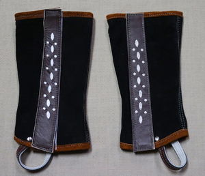 Premium Brown Genuine Leather Half Chaps for <b>Men</b> Women Stylish Western Horse Riding Equestrian Fashion Girth Stirrups - Product Image 2