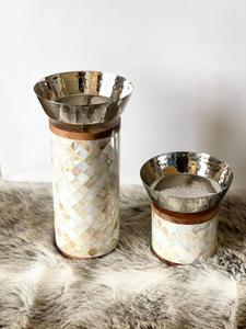 Brûleur d'encens artisanal en nacre avec incrustation en laiton pour la décoration religieuse de la maison Mubkhar & Bakhoor - Product Image 1