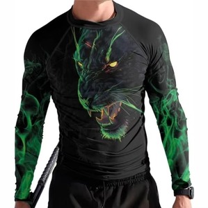 Fully Sublimated Breathable Quick Dry Anti-Bacterial BJJ MMA Men's Rash Guard Custom <b>Compression</b> <b>Shirt</b> Gym Fitness - Product Image 1
